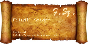 Filyó Szidor névjegykártya
